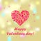 Gold sparkly banner with decorative red or hot pink heart shape and stars for 14th February happy Valentine`s day wish card or pos