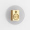 Gold speaker icon. 3d rendering gray round key button, interface ui ux element