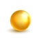 Gold sphere. Bright glossy ball. Oil golden bubble. Luxury cosmetic design element. Vitamin capsule or collagen essence