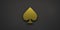 Gold Spike Poker Card Symbol. 3D Render Illustration