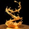 Gold splash liquid black background. 3d illustration, 3d rendering