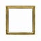 Gold square frame for painting or picture on white background. Isolated. Add your text.