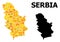 Gold Square Mosaic Map of Serbia