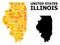 Gold Square Pattern Map of Illinois State