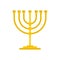 Gold stand for candle icon, flat style