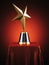 Gold Star Award in the red studio. 3d rendering