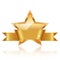 Gold star award with shiny ribbon with sp
