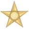 Gold star with blank plate isolated