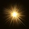 Gold star burst. Golden light explosion isolated on dark background vector illustration