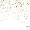 Gold star confetti rain festive holiday background. Vector golden paper foil stars falling down isolated on transparent