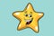 Gold star cute smiley face character