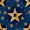 Gold star good night seamless pattern