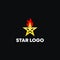 Gold star logo vector with fire. Minimalist abstract style design