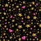 Gold Star Pink Hearts Pattern