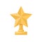 Gold star prize. Golden winners award. Pentacle on pedestal trophy. Gilded reward for first place achievement in contest