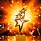 Gold stars trophy against sparks background