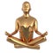 Gold statue man yoga lotus position stylized iron figure concept