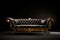 Gold Steampunk Sofa On Black Background. Generative AI