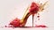gold stiletto heels with pink bokeh decoration,gold glitter,