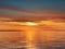 Gold sunset on blue sky  and sea water reflection on horizon city  nature landscape