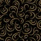 Gold swirl seamless pattern draw black