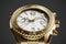 Gold swiss luxury mechanical wristwatch of closeup. 3d