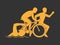 Gold symbol triathlon. Vector modern logo triathlon club.