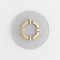 Gold target icon. 3d rendering round gray key button, interface ui ux element