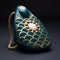 Gold And Teal Telephone With Beaded Details - Hyperrealistic Rendering