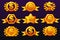 Gold templates dollar icons for awards, creating icons for mobile games. Vector concept gambling assets, set Mobile App Icons