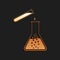 Gold Test tube and flask - chemical laboratory test icon isolated on black background. Laboratory glassware sign. Long shadow