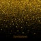 Gold texture of glitter in the shape of heart on a black background. Holiday background. Golden grainy abstract texture