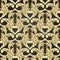 Gold textured floral Baroque 3d seamless pattern. Vector ornamental lace background. Repeat luxury grid lattice backdrop. Vintage