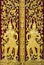 Gold Thai carve style on door in temple