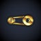 Gold Timing belt kit icon isolated on black background. Vector