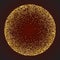 Gold tinsel circle dark background.