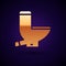 Gold Toilet bowl icon isolated on black background. Vector Illustration