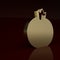 Gold Tomato icon isolated on brown background. Minimalism concept. 3D render illustration