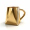 Gold Triangle Drinking Mug With Plastic Handle - Unique Cubo-futurism Design