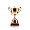 Gold trophy, set against a pristine white background. It serves as a visual embodiment the pursuit of victory.