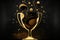 Gold trophy with sparkly overlay over dark background, digital illustration painting artwork