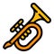 Gold trumpet icon, outline style