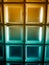 Gold and Turquoise Frosted Art Deco Glass Wall
