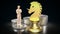 The Gold Unicorn Chess and man Figure for Business concept 3d Rendering