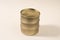 Gold unlabeled tin cans on light background