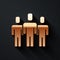 Gold Users group icon isolated on black background. Group of people icon. Business avatar symbol - users profile icon