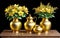 Gold Vases with Flowers created with Generative AI