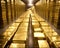 Gold vault in a bank. The concept of safe storage and investment of funds in a reserve of precious gold.