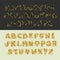 Gold vector alphabet set of uppercase letters. Decorative vintage sketch elegant letter ABC. Font of interlocking