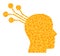 Gold Vector Brain Machine Interface Mosaic Icon
